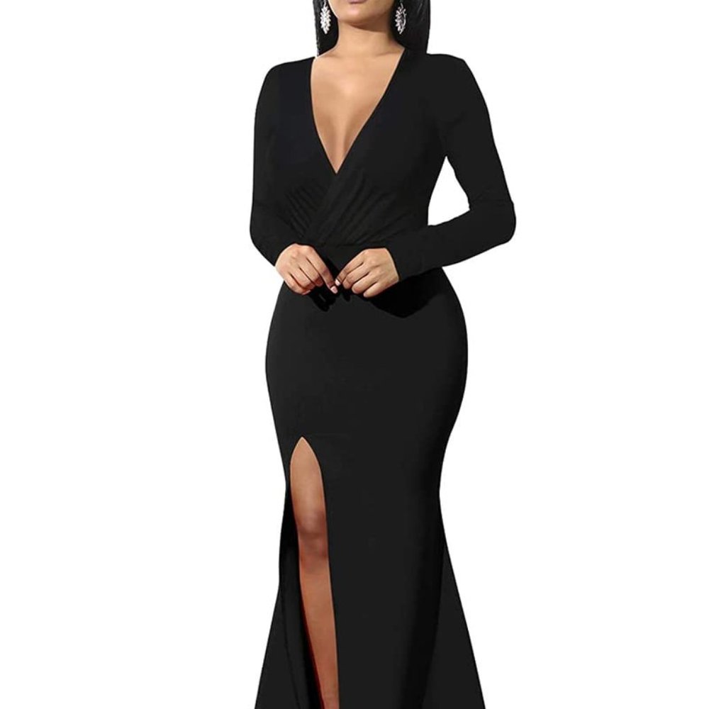 New Off Shoulder Long Bodycon Formal Party Evening Gowns Sleeves Maxi Dress SZ L